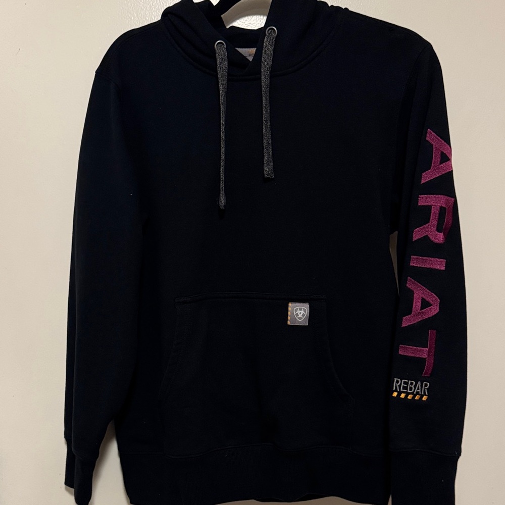 Ariat Black Hoodie with Pink Sleeve Logo